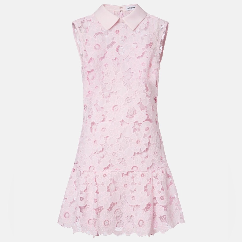 Self-Portrait NWOT PINK LACE COLLARED MINI DRESS - Picture 5 of 8